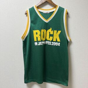 ROCK IN JAPAN FES 2004 ゲームシャツ バスケシャツ Mサイズ グリーン ポリエステル