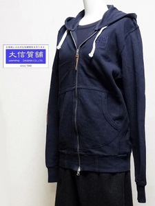 HYDROGEN Hydrogen full Zip parka hood cotton size M navy used B[ free shipping ]A-6050