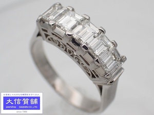 PT900 プラチナ バケットカットダイヤ バンドリング 1.47ct 15号 6.1g 中古A 【送料無料】 C-8406