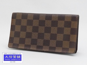 LOUIS VUITTON ルイ・ヴィトン ダミエ エベヌ カード用ポケット付札入 ポルトカルトクレディ円 N60825 中古B 【送料無料】A-6269