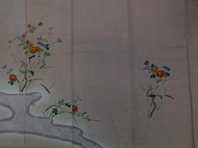 [Rakufu] P16003 Yuzen pintado a mano y tsukesage teñido anudado forrado k, moda, kimono de mujer, kimono, Tsukesage