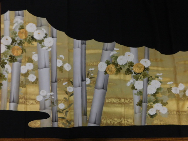 [Rakufu] P14883 Behandelt wie Erizen Shinnori Original Yuzen Super-Meisterwerk Handbemalte Yuzen-Schwarz-Tomesode-Schärpe k, Mode, Damen-Kimono, Kimono, Tomesode