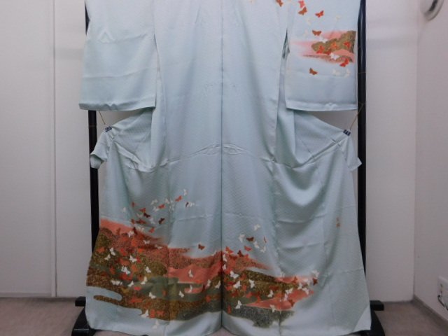[Rakufu] P16838 Shoen hand-painted Yuzen visiting kimono, temporary tailoring, new and used k, Women's kimono, kimono, Visiting dress, Untailored