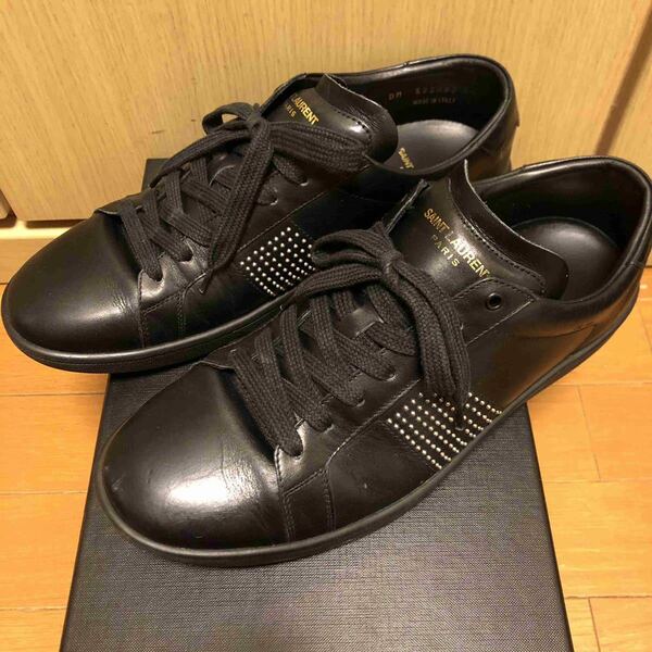 正規 SAINT LAURENT PARIS サンローラン パリ SL/01 Hedi Slimane エディ スリマン スタッズ レザー スニーカー 黒 41