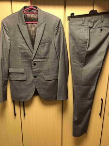 国内正規 Neil Barrett ニールバレット ピークドラペル スキニーフィット SKINNY FIT ウール スーツ セットアップ 灰 46 BAB10 6107