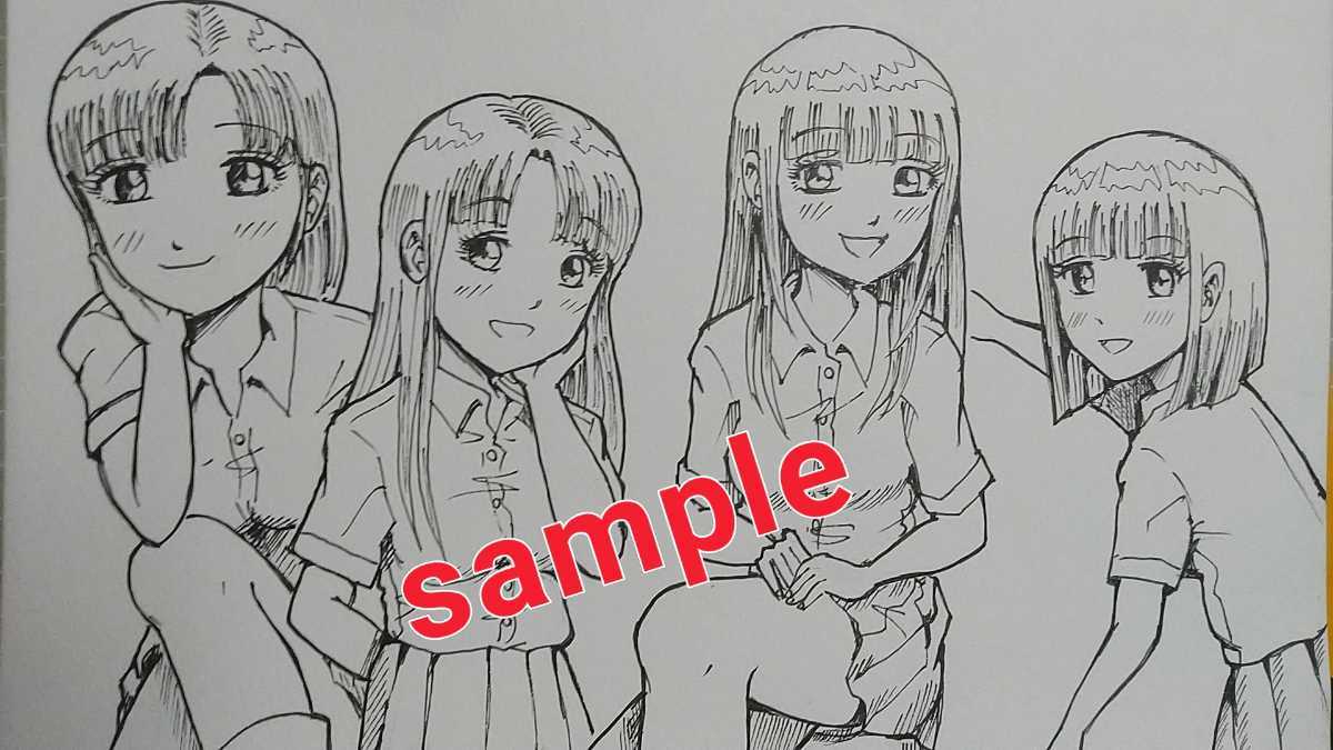 手描きイラスト 女の子達 B5, コミック, アニメグッズ, 手描きイラスト