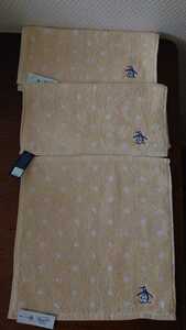  Munsingwear towel handkerchie tag attaching unused 3 sheets together (25×25.) penguin embroidery 