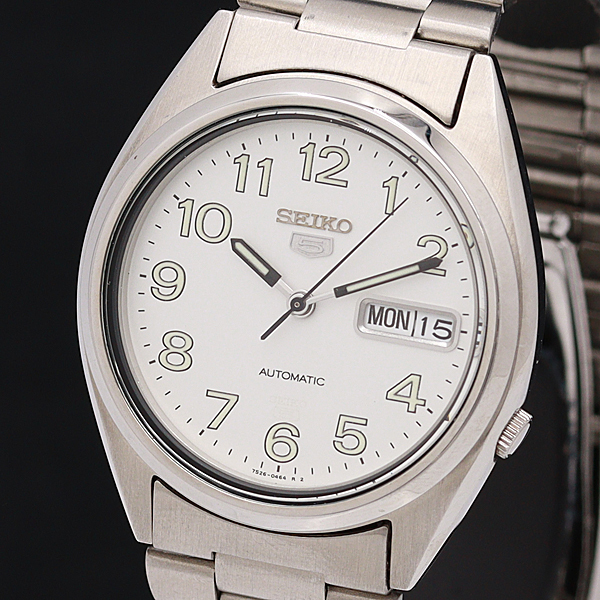 希少美品 SEIKO5 セイコーファイブ 腕時計 シルバー 自動巻き 箱あり 