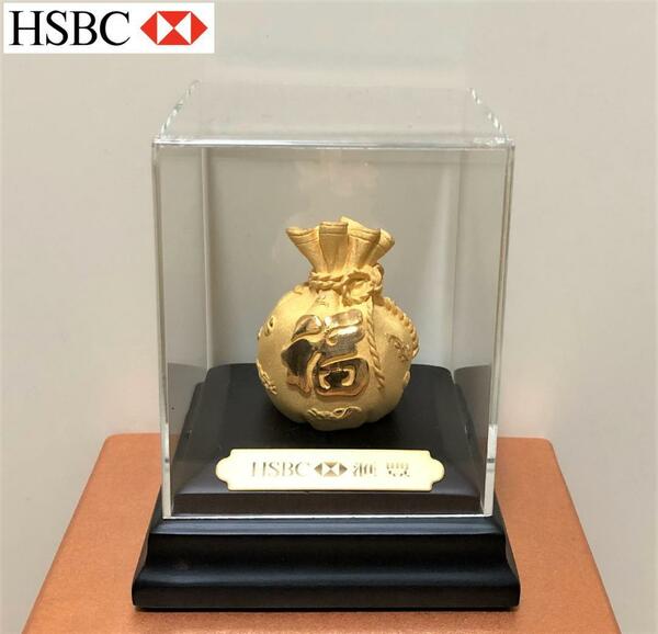 HSBC 香港上海銀行 記念品 福 巾着袋 置物 金運 開運