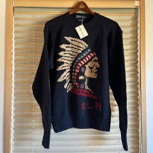  новый товар L Polo Ralph Lauren indian chief head sweater индеец head свитер stadium p wing cap sport rlx rrl country 1992 1993