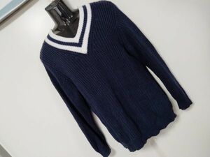 kkyj5427 ■ JUNRED ■ ジュンレッド ニット セーター トップス Vネック 紺 ネイビー M