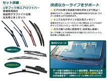 エアロワイパー バモス HM1/2 2本セット ホンダ ワイパーブレード ブラック 黒 替えゴム 純正交換式 U字フック エアロブレード 雨よけ_画像2