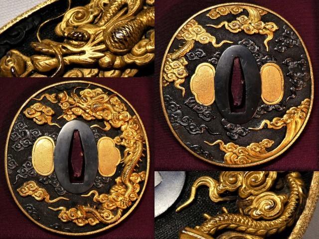 予約販売 鍔/鐔!☆ 霊獣 作!龍/竜 友道 ☆時代/刀装具!長門国/長州 人気商品・ ★時代/刀装具!長門国/長州鐔工!長陽萩住 友道 鍔/鐔!★ 霊獣 作!龍/竜 武具