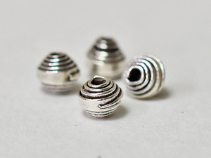 *. hoe . tonbodama * profit break up! Curren silver volume pattern both cone type small bead beads 4 piece set B (Φ4.0mm) Karen silver 925 silver [T21003B]