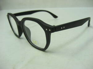 角ウェリントン 眼鏡 2957 2点金具 伊達眼鏡 メガネ めがね UVプロテクション マットブラック 黒