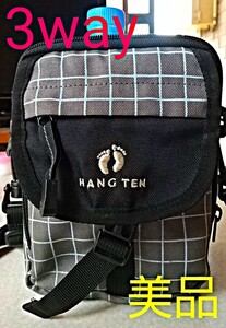 hangten 3way 財布バッグ ミニショルダー ヒップカーゴ インナーバッグ バッグインバッグ グレーx白