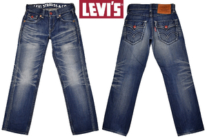 K-3357★超美品★Levi's リーバイス NE502-0015★色落ち抜群 鬼ひげ縦落ちヴィンテージ加工 濃紺デニム フラップ付 ストレートジーンズ W30