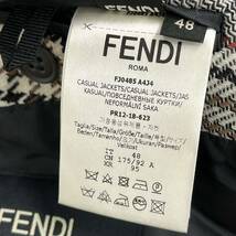 美品 FENDI フェンディ 18AW ウール チェック柄 撥水コーティング加工 テーラードジャケット メンズ FJ0485 A4J4_画像7