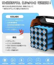 ポータブル電源 LiFePO4リン酸鉄リチウム電池 GOLABS 204.8Wh 3.2V/63750mAh PSE認証済 2000回充放電 AC160W/DC/USB QC3.0/PD60W出力_画像4