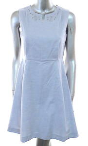 二点以上で送料無料！ 2A9 Aveniretoile アベニールエトワール ノースリーブ ドレス ワンピース 38 ライトブルー 水色 ビーズ 装飾