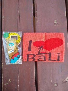 ★未使用★沖縄　シーサー　栓抜き＆　Ｉ　love BaLi　フキン 