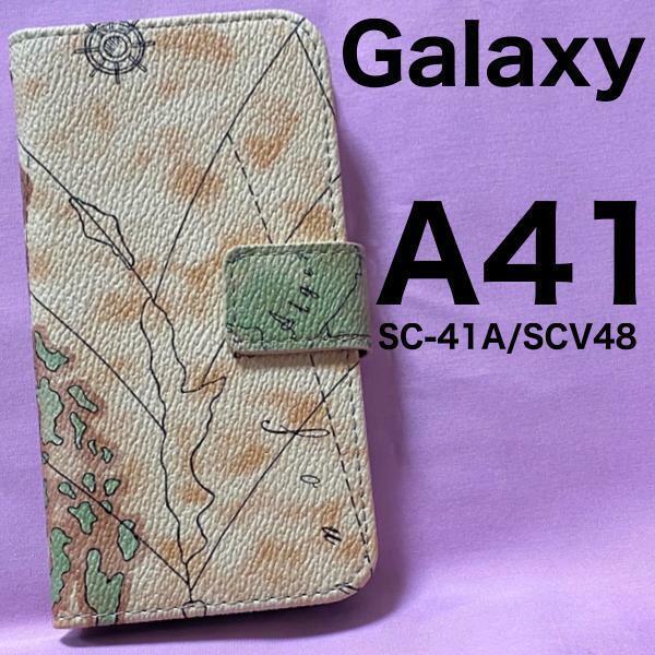 Galaxy A41 SC-41A (docomo)/Galaxy A41 SCV48 (au)/UQ mobile 地図柄 手帳型ケース