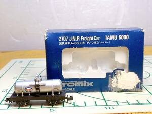 送料520円！ 貴重 TOMY Tomix N-SCALE 2707 J.N.R.Freight Car TAMU・6000 国鉄借車タム6000形 タンク車 シルバー