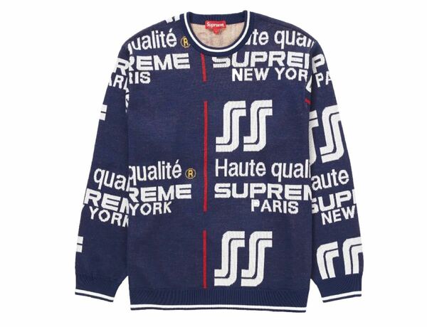 supreme Qualite sweater navy SIZE L シュプリーム　セーター