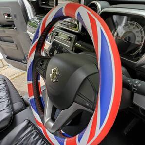イギリス国旗 ハンドルカバー【赤青】ステアリングカバー【車】ユニオンジャック かっこいい