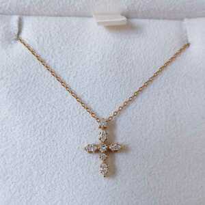 AHKAH Ahkah diamond NN Cross necklace K18YG 0.14ct 1.6g