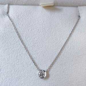  Star Jewelry moon setting excellent cut diamond necklace Pt950 0.10ct
