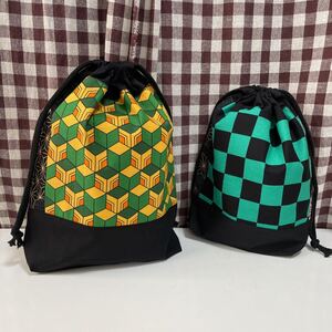 鬼滅の刃 たんじろう&ねずこ ぜんいつ&ぎゆう 羽織風★巾着袋 2点セット★送料無料★ハンドメイド★