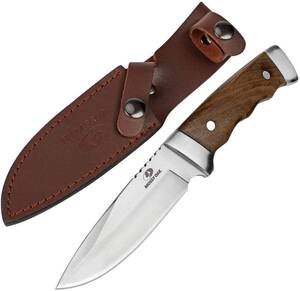 【新品 送料無料】MOSSY OAK シースナイフ フルタング構造 天然ウッドハンドル 全長225mm 【ケース付き】