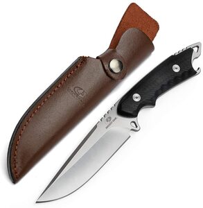 【新品 送料無料】高品質シースナイフ フルタング構造 G10ハンドル グリップポイント 缶開け 【ケース付き】