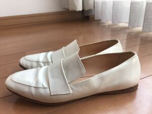 3 ten thousand fabio rusko-ni/ ivory /nap rack leather shoes 38 (24-24.5 corresponding ) beautiful used Italy made /pa tent / Loafer /Fabio Rusconi