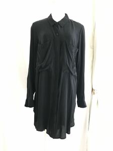 ZARAブラックチュニックシャツブラウスM中古