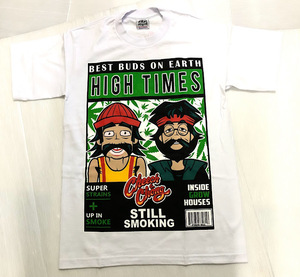 BF28)PRO CHEECH&CHONG HIGH TIMES Tシャツ半袖/白/LA/HIPHOP/L/大きいサイズ/ヘビー/