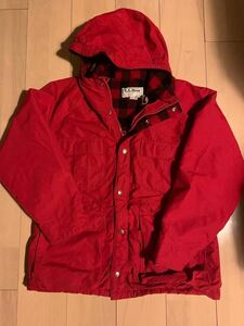 【L.L.Bean】エルエルビーン BAXTER STATE PARKA マウンテンパーカー 赤 ウール チェック USA製 レディースL バッファローチェック80s 古着