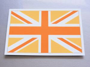 ■_ユニオンジャック オレンジ イギリス国旗ステッカー【2枚セット】Sサイズ 5x7.5cm　屋外耐候耐水シール EU