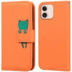 新品　iPhone 12/12 Pro用 　6.1インチ　手帳型スマホケース　カードポケット スタンド機能 マグネット式　オレンジ