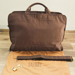 SAZABY Boston bag light brown group Brown made in Japan key attaching travel bag shoulder attaching Sazaby 