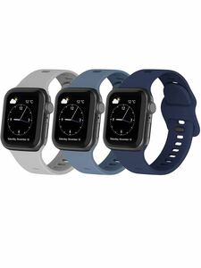 Apple Watch バンド42/44/45通気性 防汗アッ シリコン スポーツバンド 交換リストバンドiWatch Series 7/6/5/4/3/SEに対応 3本セット