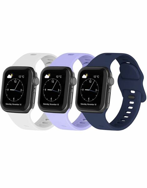 Apple Watch バンド38/40/41mm通気性 防汗アッ シリコン スポーツバンド 交換バンドiWatch Series 7/6/5/4/3/SEに対応 3本