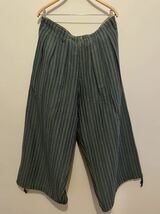 20SS オム 麻 12タック バルーン ワイド ストライプ パンツ ヨウジヤマモト Yohji Yamamoto pour homme linen stripe baloon wide pants_画像3