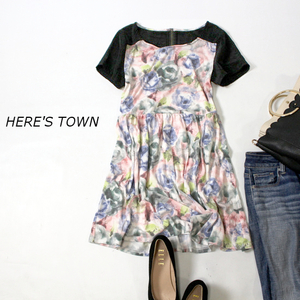 ☆☆ 美品 HERE'S TOWN ヒアーズタウン ☆☆ 可愛い 切り替え ストレッチ 夏 チュニック S 20D09