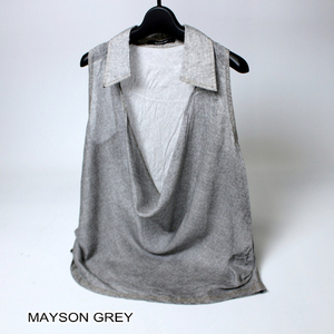 美品 MAYSON GREY メイソングレイ 上品綺麗め ドレープデザイン ノースリーブ カットソー 2号 M 19B09