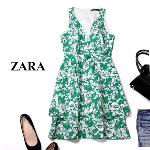 ☆☆ 美品 ザラ ZARA TRAFALUC ☆☆ 可愛い花柄 コットン ワンピース S 春 夏 21D08