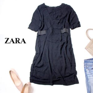 ☆☆ 美品 ザラ ベーシック ZARA BASIC ☆☆ ゆったり可愛い ウエストゴム シボ生地 ワンピース M 春 夏 21B07