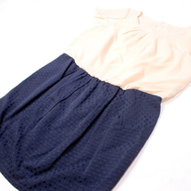 ☆☆ 美品 NATURAL BEAUTY BASIC ナチュラルビューティーベーシック ☆☆ 可愛いドット刺繍 シフォン切り替え ワンピース S 春 夏 21B08_画像2