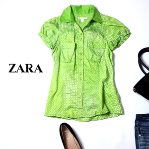 ☆☆ 美品 ザラ ZARA trf ☆☆ 可愛い花柄ドット コットン シャツ S 春 夏 21D07